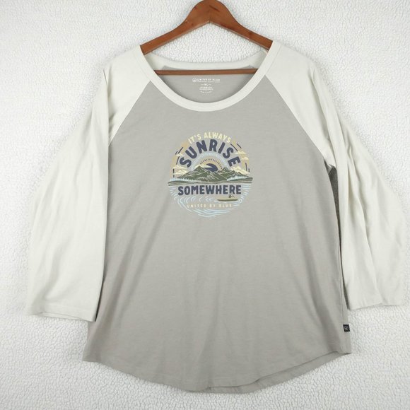 United By Blue T Shirt Mens Extra Large Gray White Long Sleeve Raglan Graphic - Picture 1 of 10